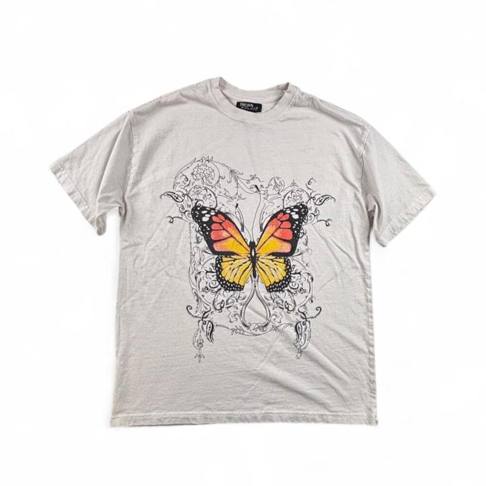 Thorn & Table Butterfly Graphic T-Shirt Women's Small White Short Sleeve Tee